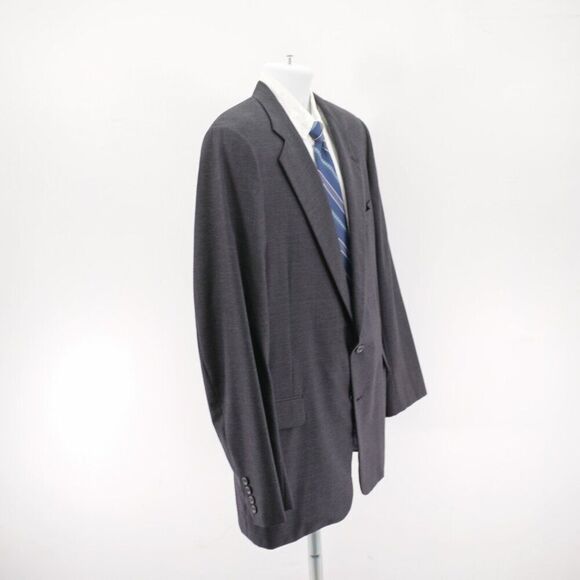Vintage Hickey Freeman Wool Gray Check 2 Piece Suit 44R 38 / 32 High Rise Pleate - Picture 10 of 16